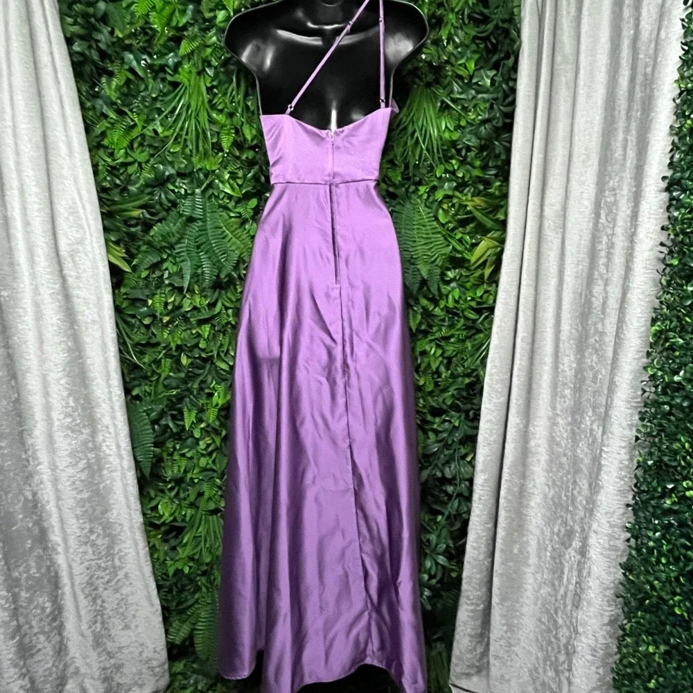 DB Studio Dress Size 10 Purple One Shoulder Satin A-Line Formal Gown 4115 - Picture 7 of 8